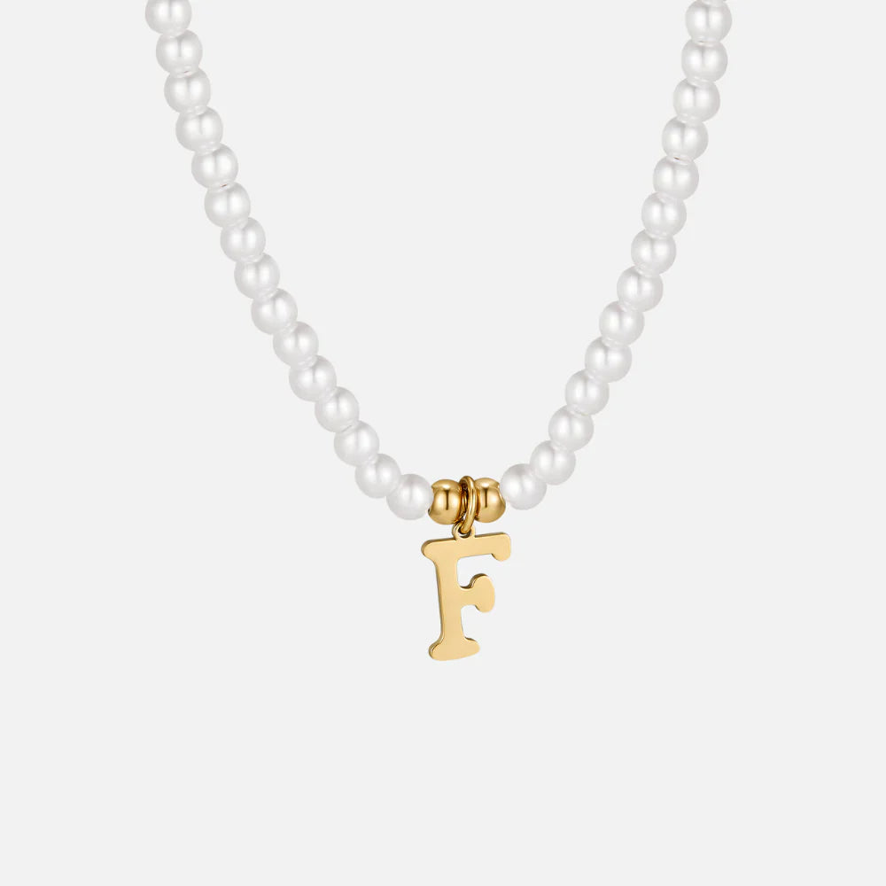 Vioraia Letter Pearl Necklace