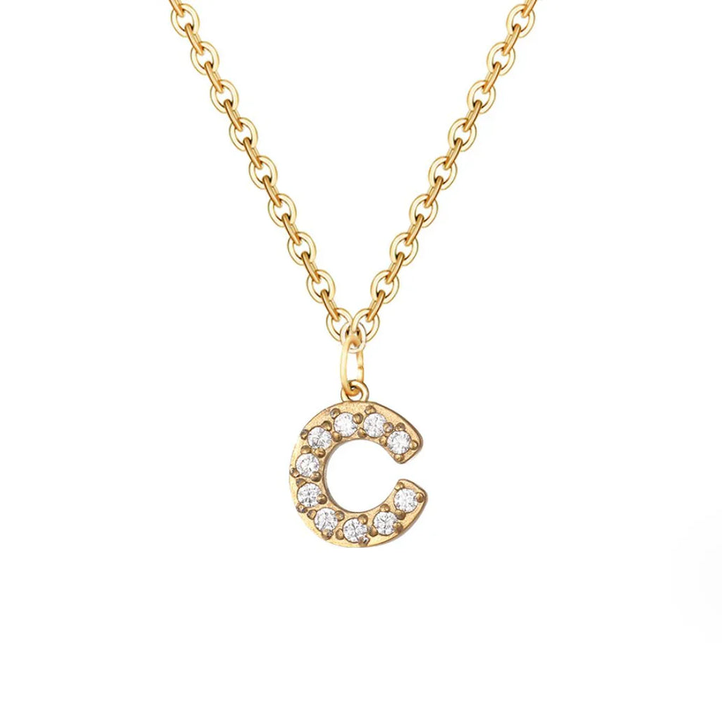 Vioraia Crystal Letter Charm Necklace