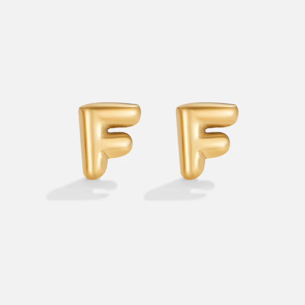Vioraia Gold Bubble Letter Earrings
