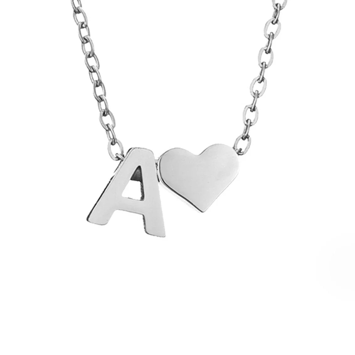 Vioraia Forever Love & Letter Silver Necklace