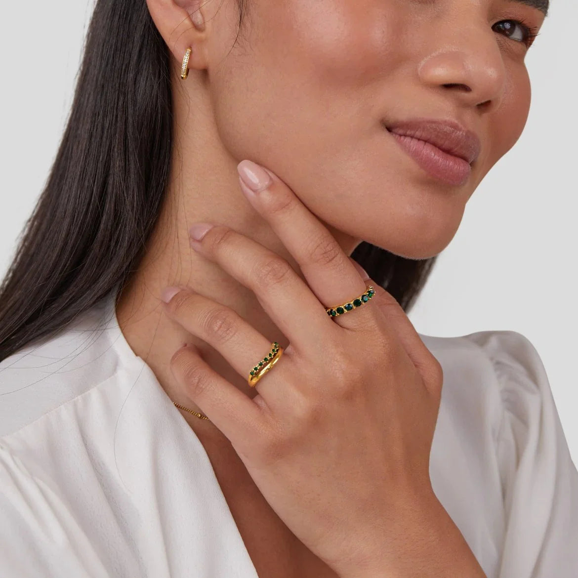 Vioraia Marissa Emerald Green Layered Ring
