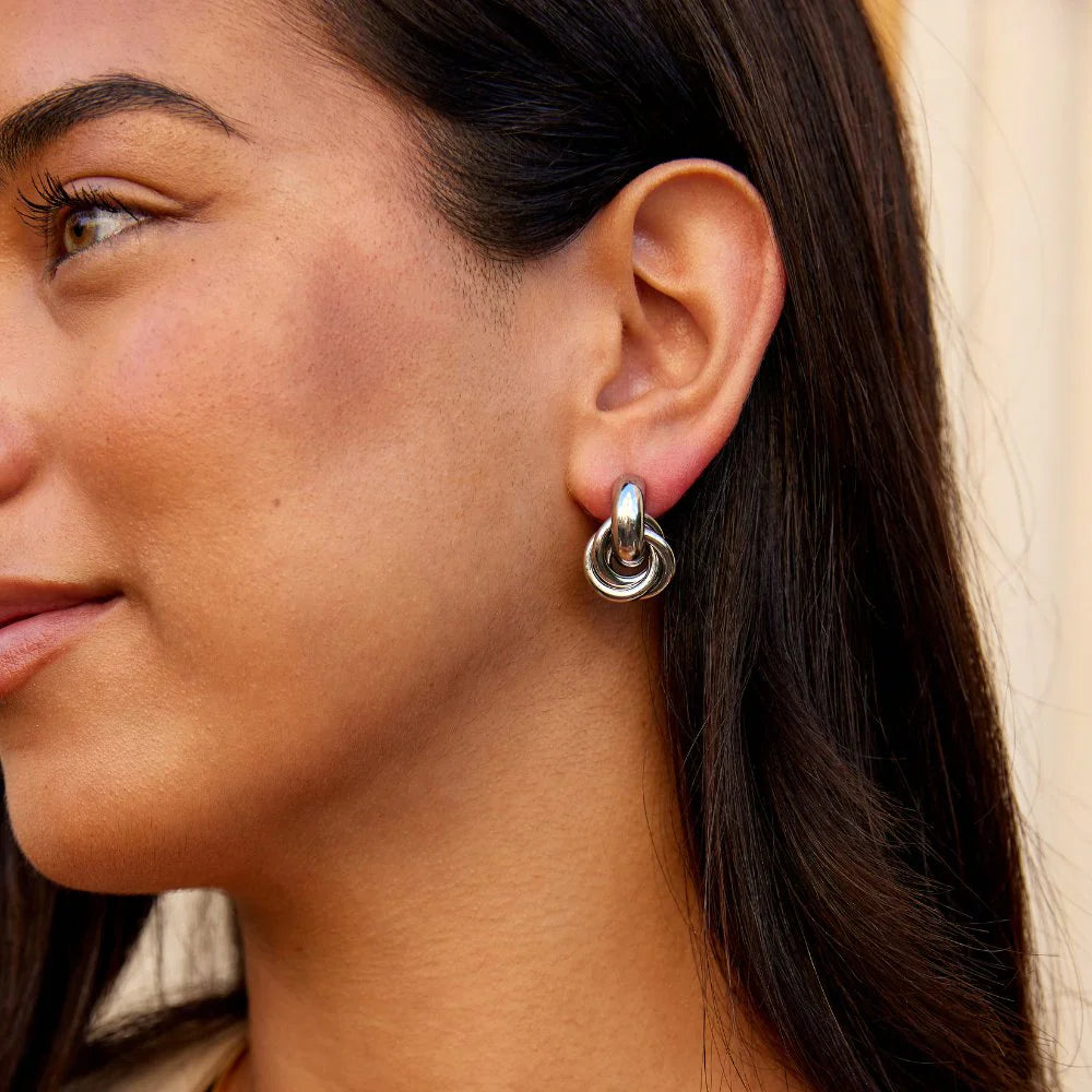 Vioraia Sofia Twisted Silver Hoop Earrings