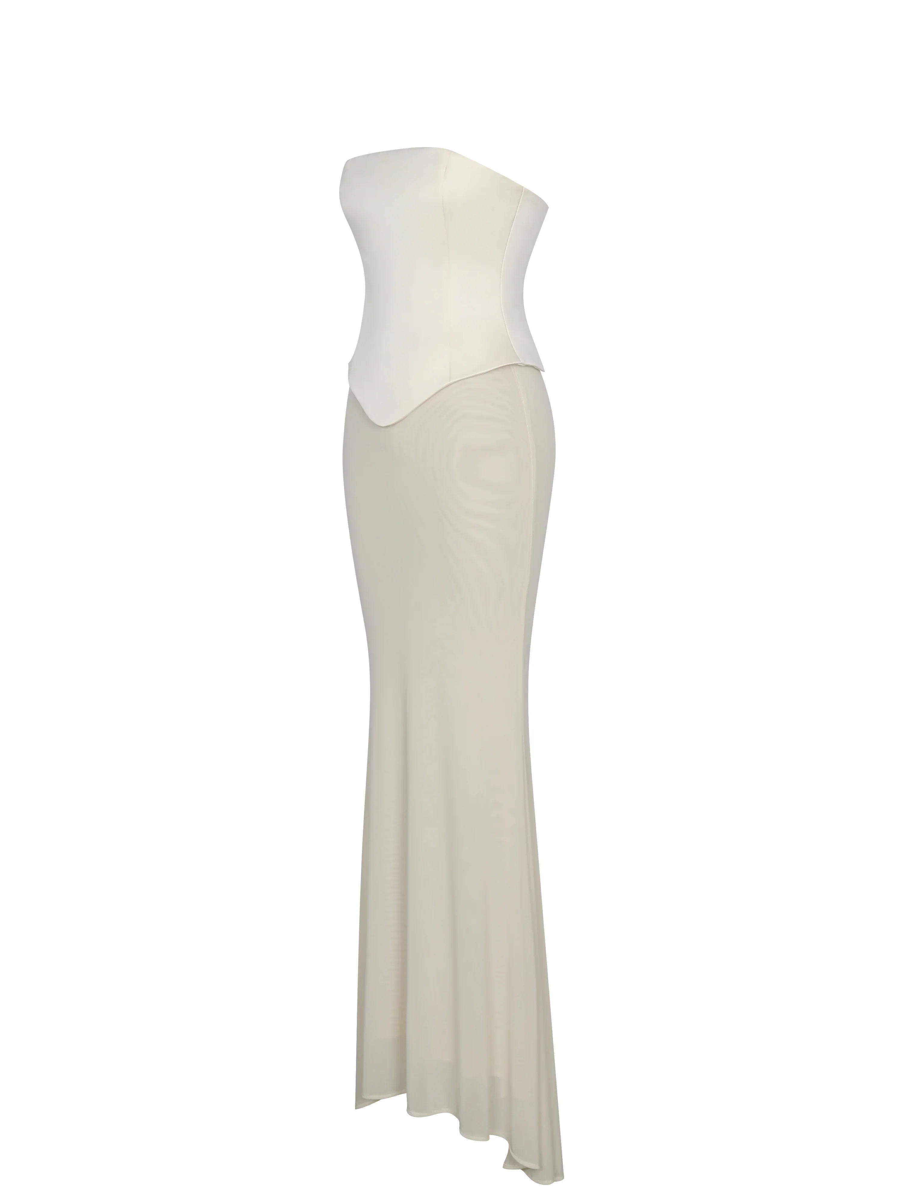 Adelina Butter Yellow Peplum Mermaid Gown with Lace-up Back
