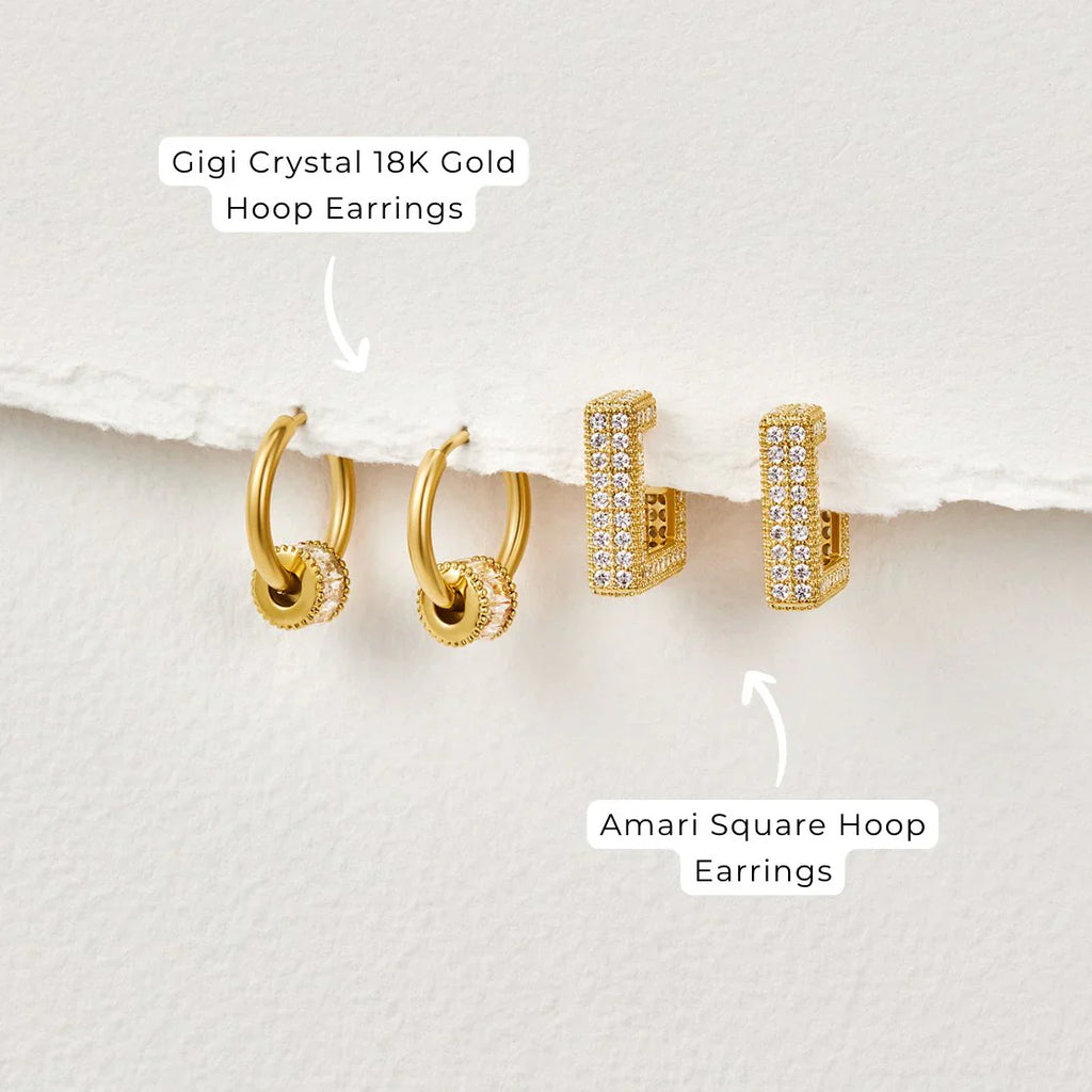 Vioraia Gigi Crystal 18K Gold Hoop Earrings