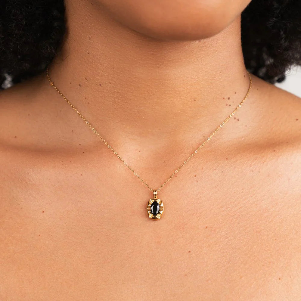 Vioraia Iris Black Crystal Necklace