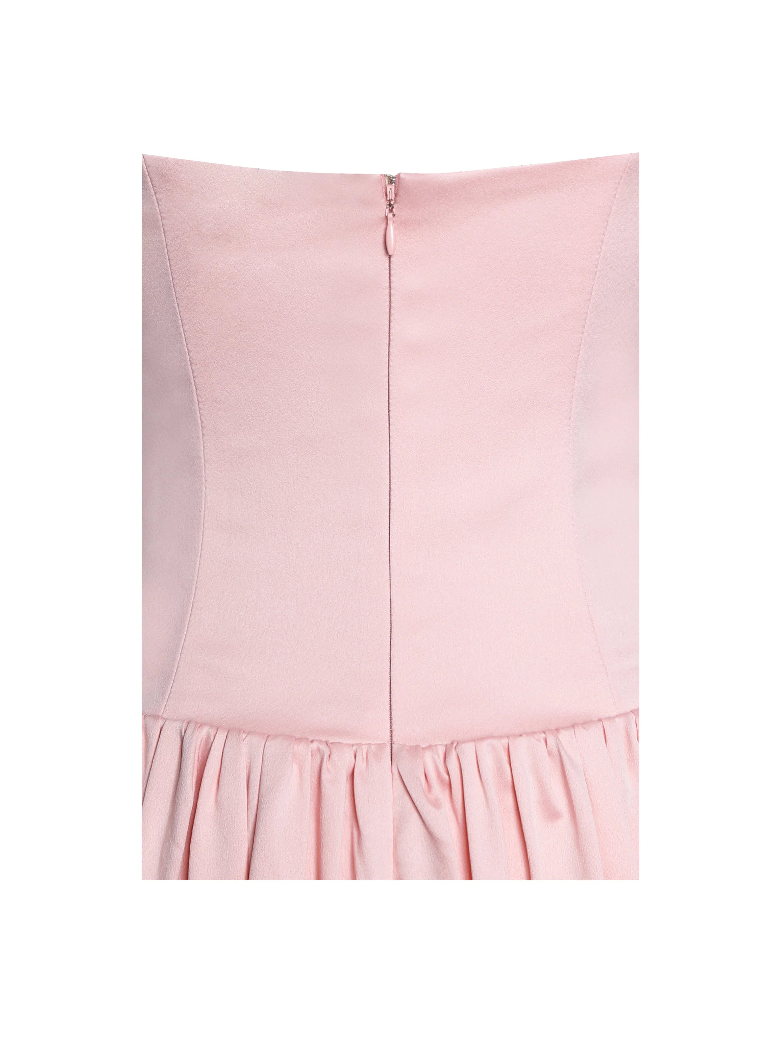 Najwa Baby Pink Ruched Breast Drop Waist Maxi Dress