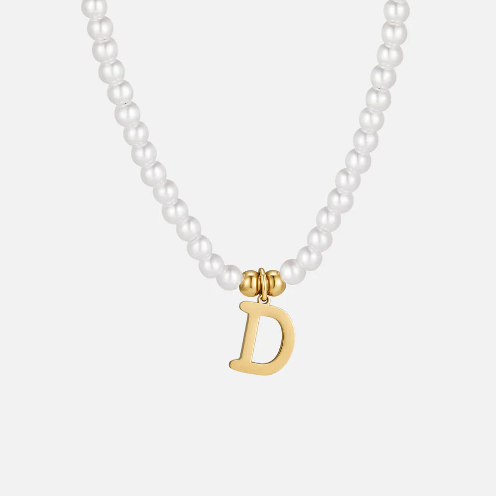 Vioraia Letter Pearl Necklace