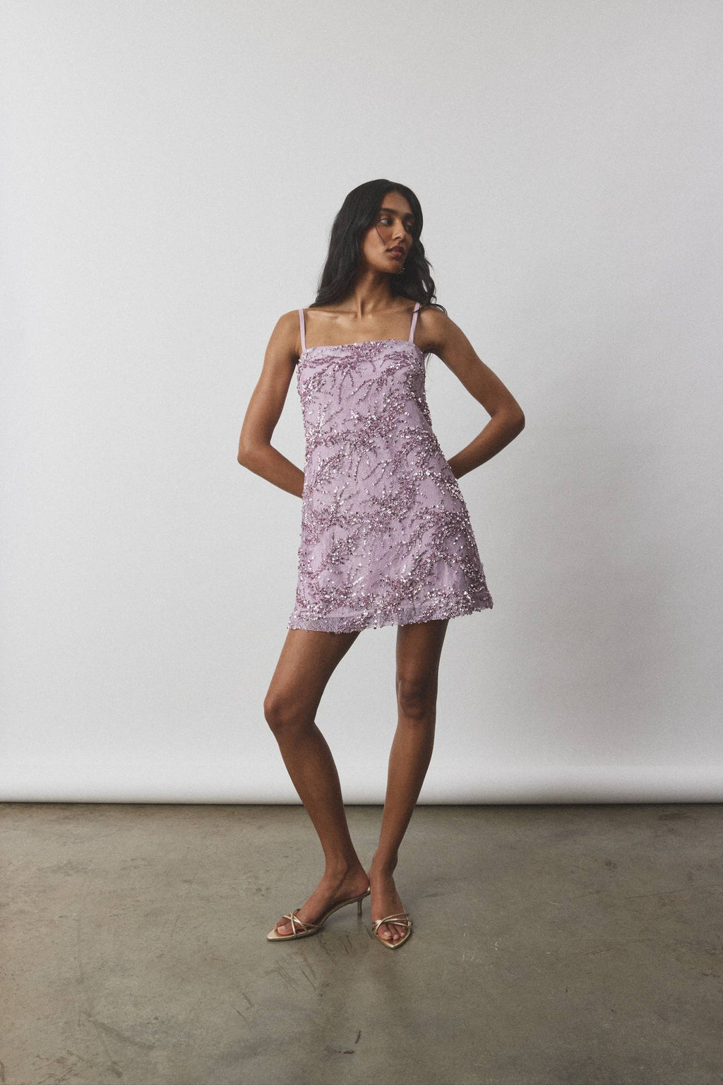 Shift Mini Dress | Lavender Sequin