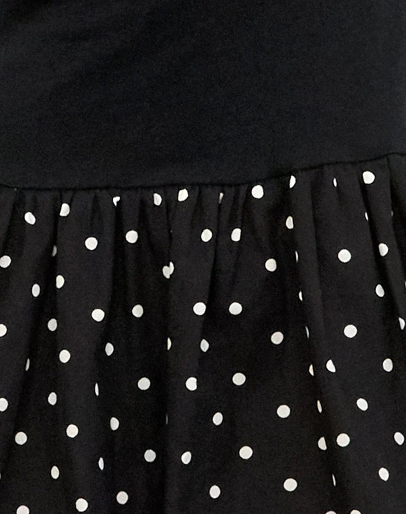 Sherida Bubble Mini Dress in Black Basic Polka