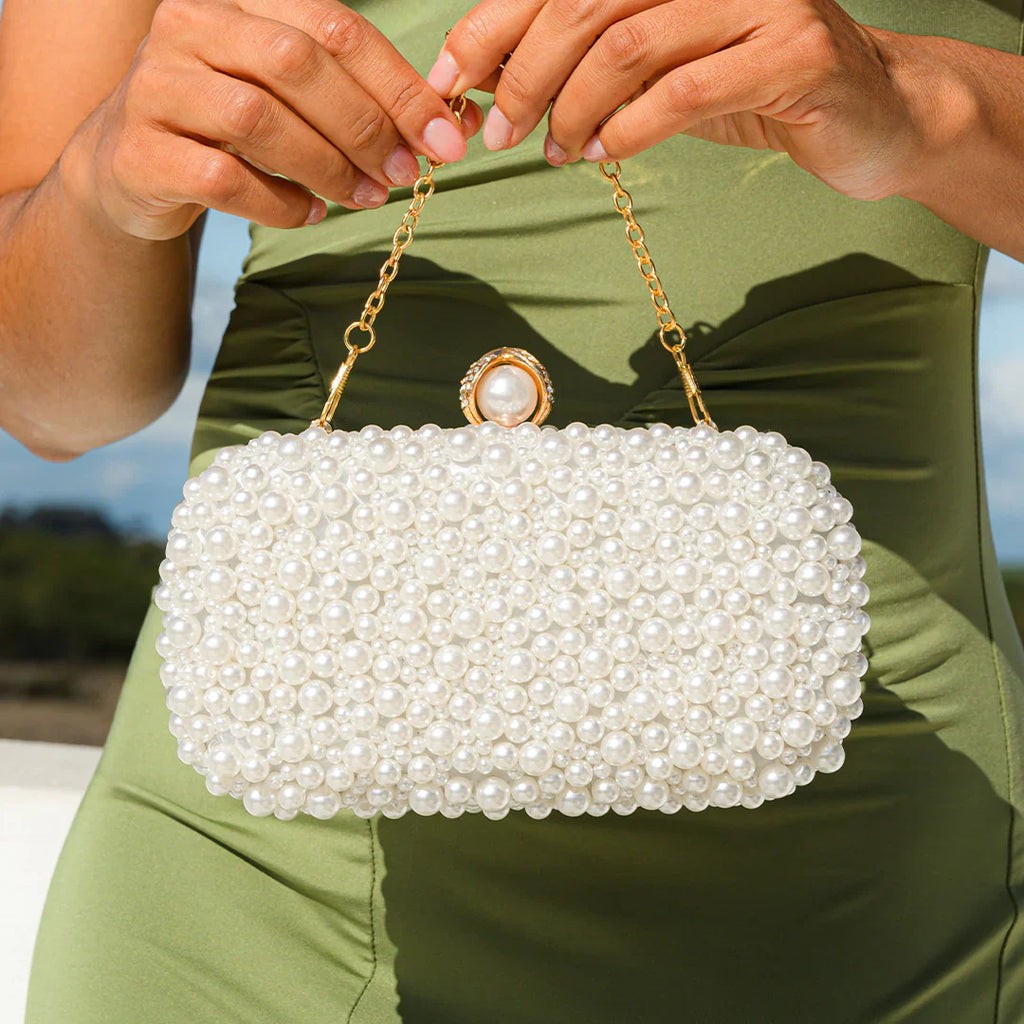 Vioraia Chantal Pearl Clutch Bag