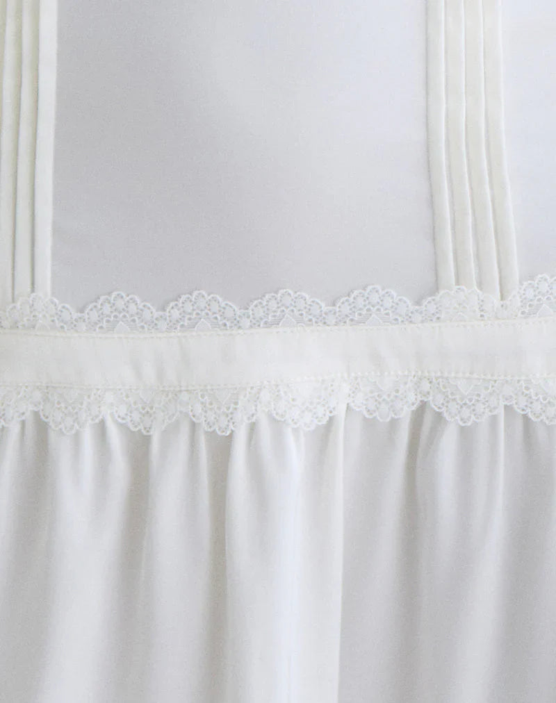 Nesha Ruffle Satin Mini Dress in White