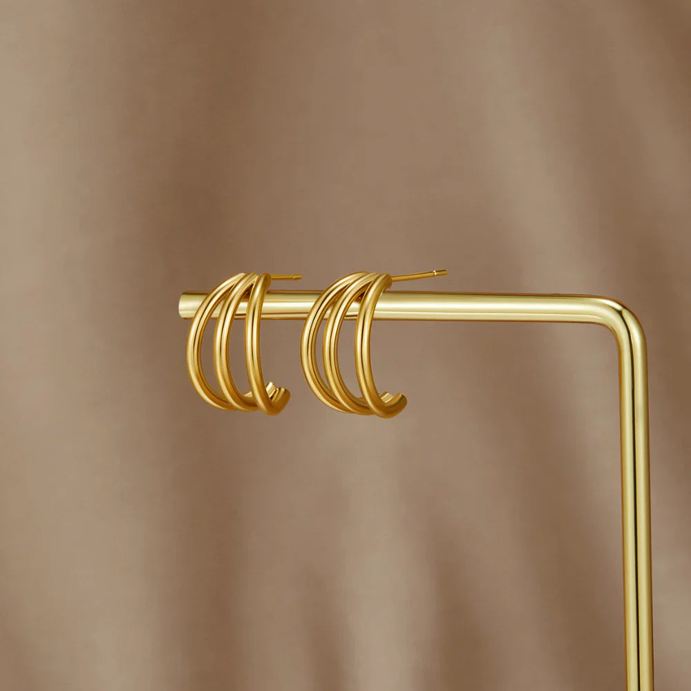 Vioraia Anaya Triple Gold Hoop Earrings