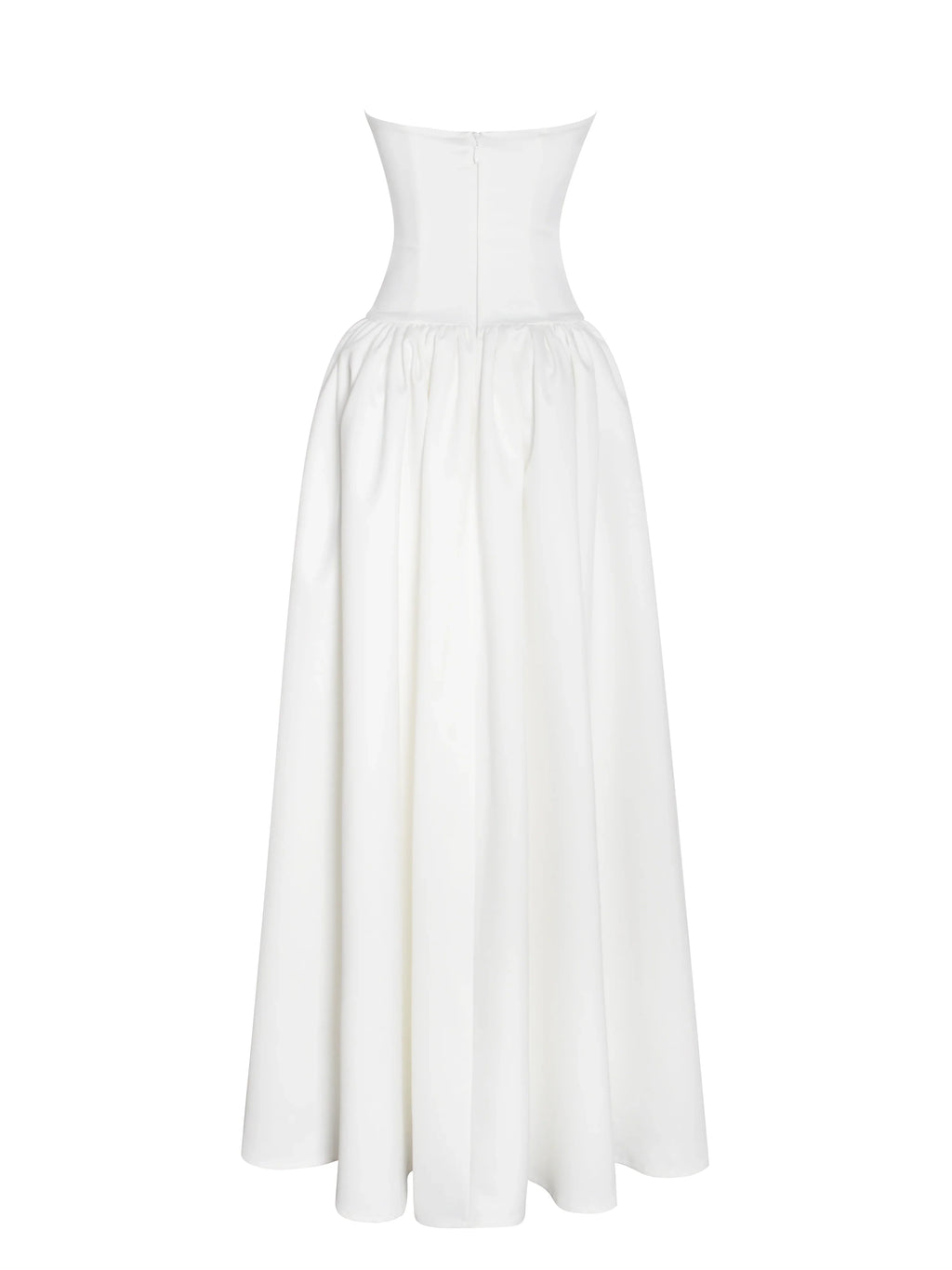 Umay White Drop Waist Satin Corset Bridal Gown