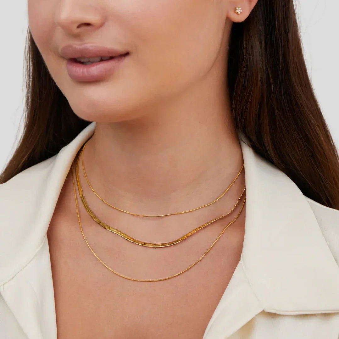 Vioraia Gold Multi-Layered Chain  Necklace