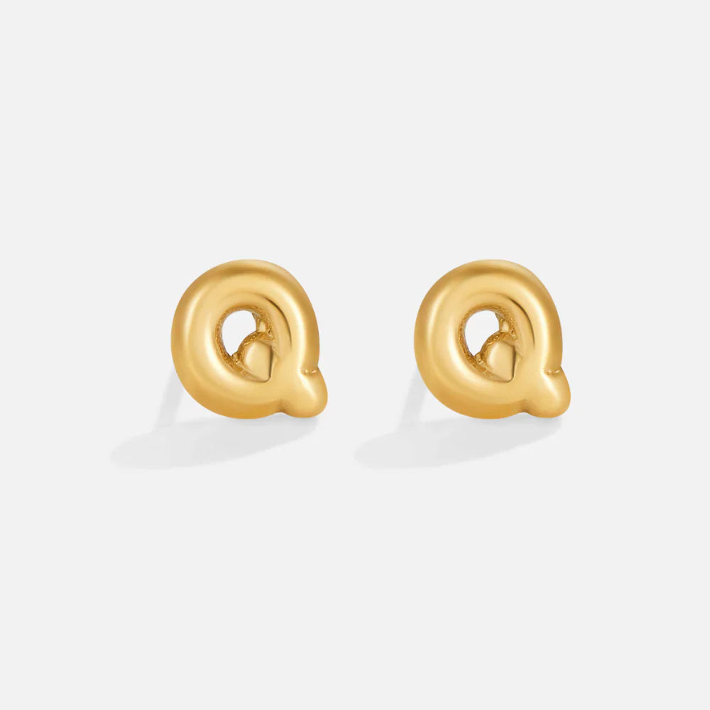 Vioraia Gold Bubble Letter Earrings