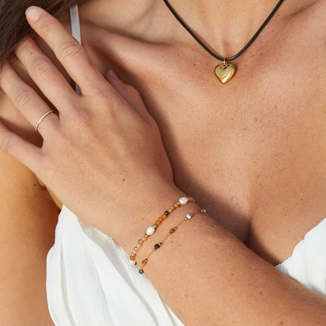 Vioraia Agate & Pearl Bead Bracelet