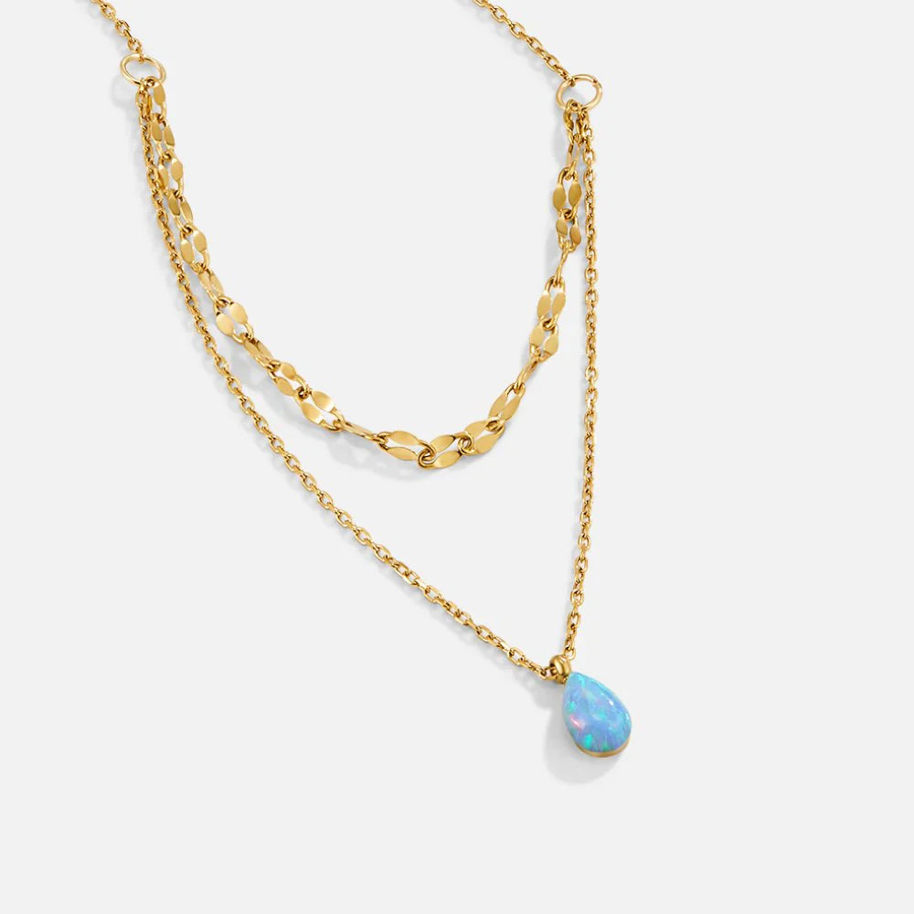 Vioraia Blue Opal Teardrop Layered Necklace