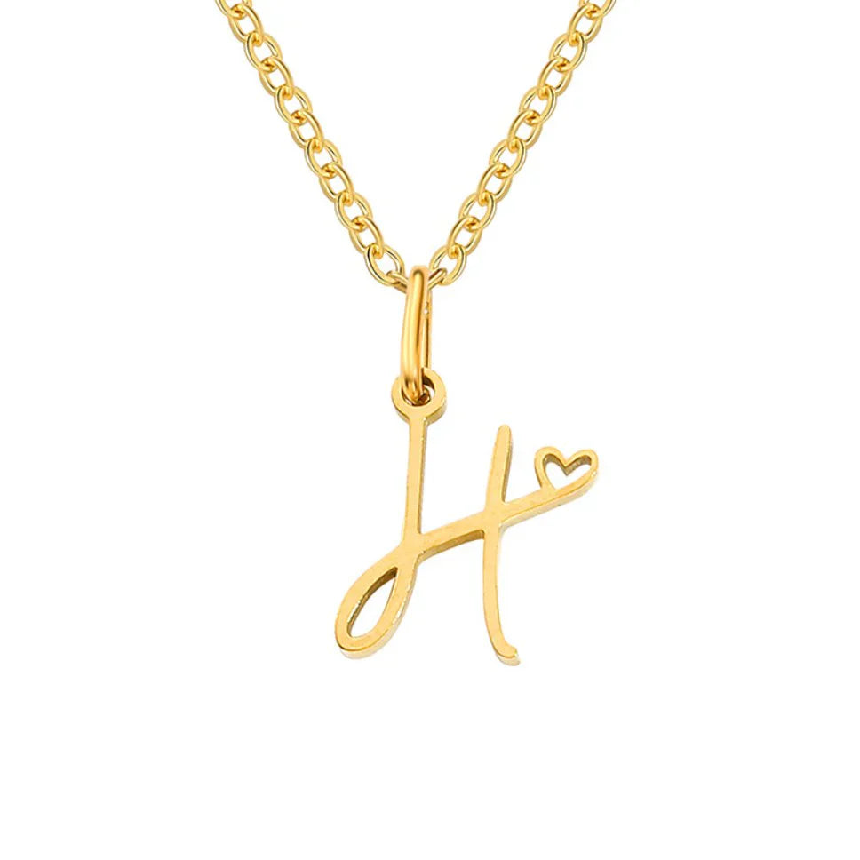 Vioraia Gold Letter Heart Necklace