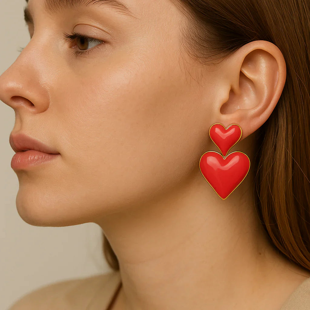 Vioraia Amara Double Heart Earrings