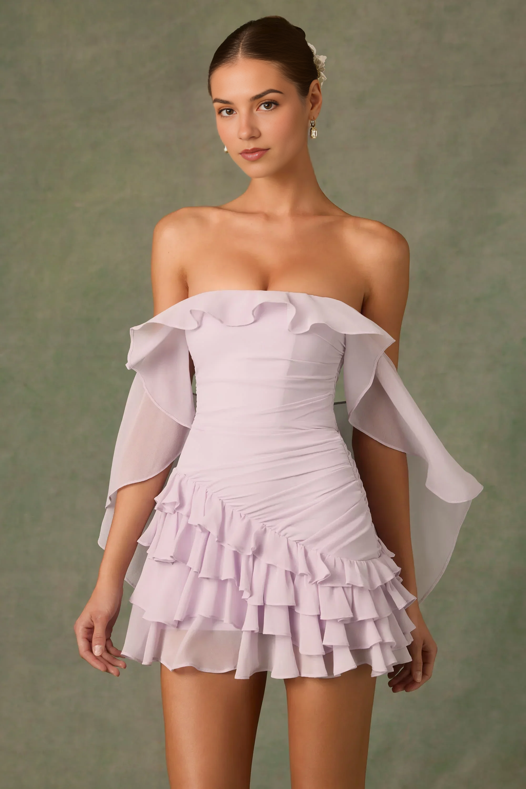 Off-Shoulder Ruffled Mini Dress in Lilac – Flirty & Feminine