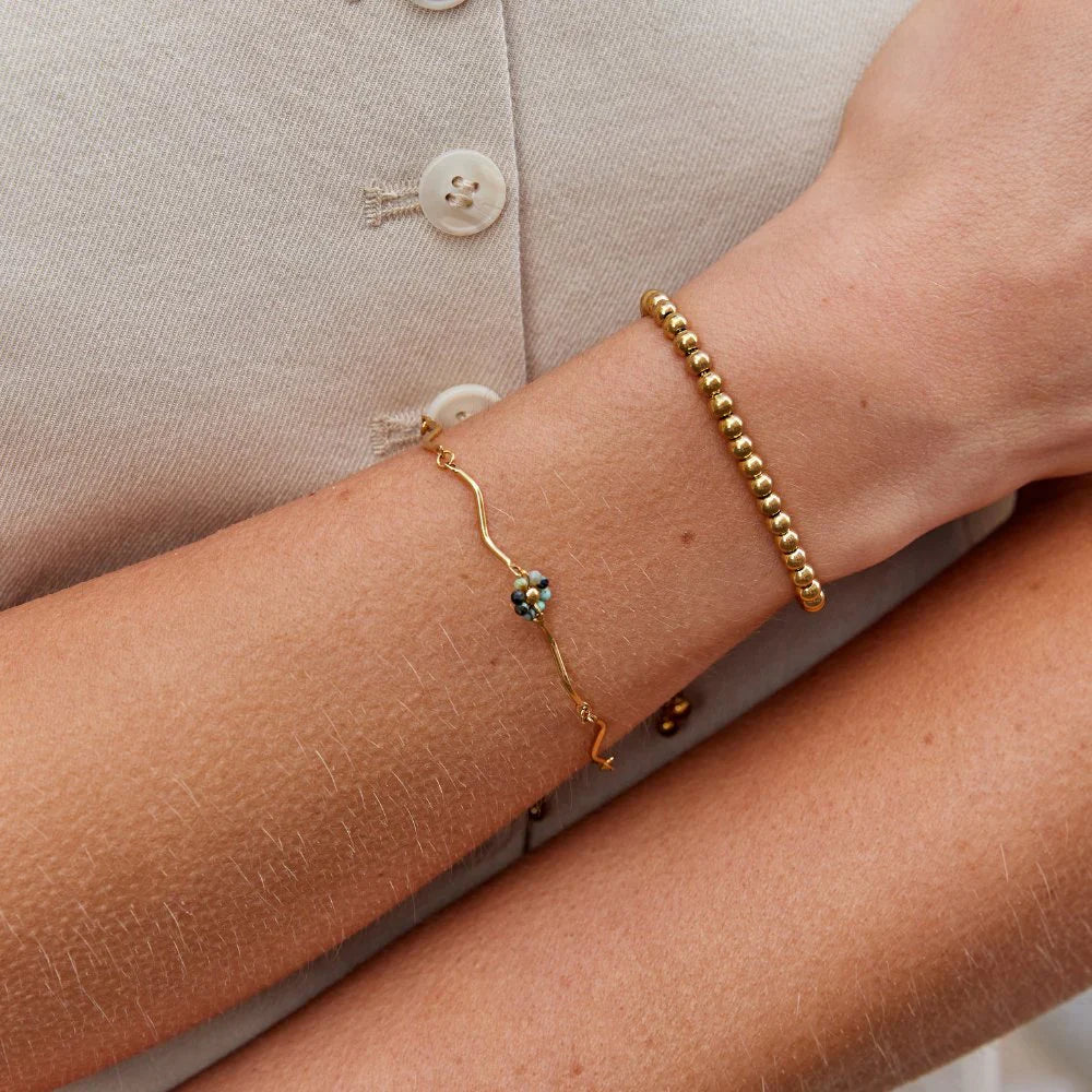 Vioraia Forest Flower Stone Gold Bracelet