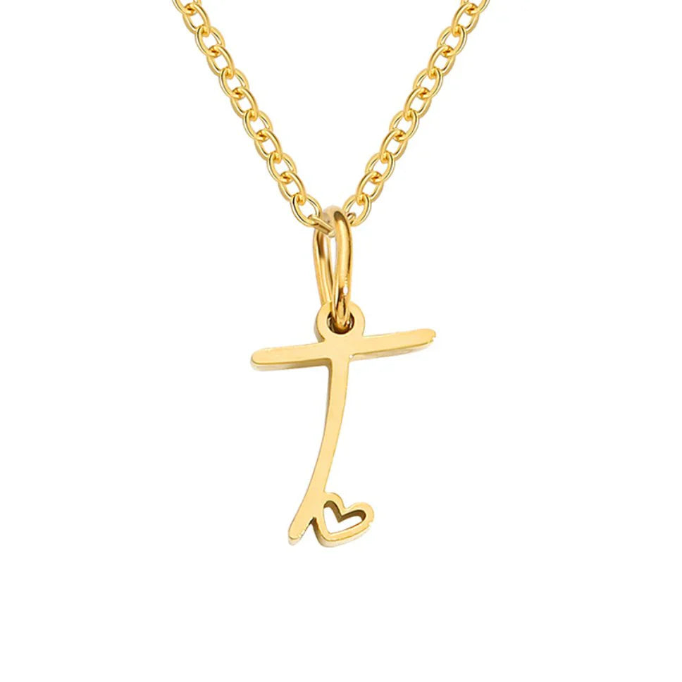 Vioraia Gold Letter Heart Necklace