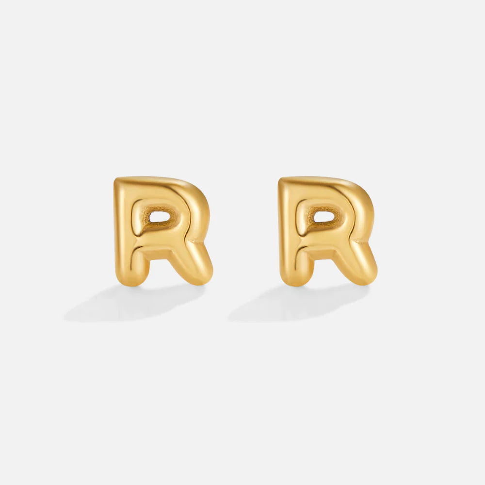 Vioraia Gold Bubble Letter Earrings