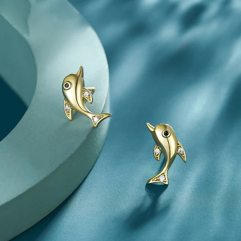 Vioraia Golden Dolphin Earrings