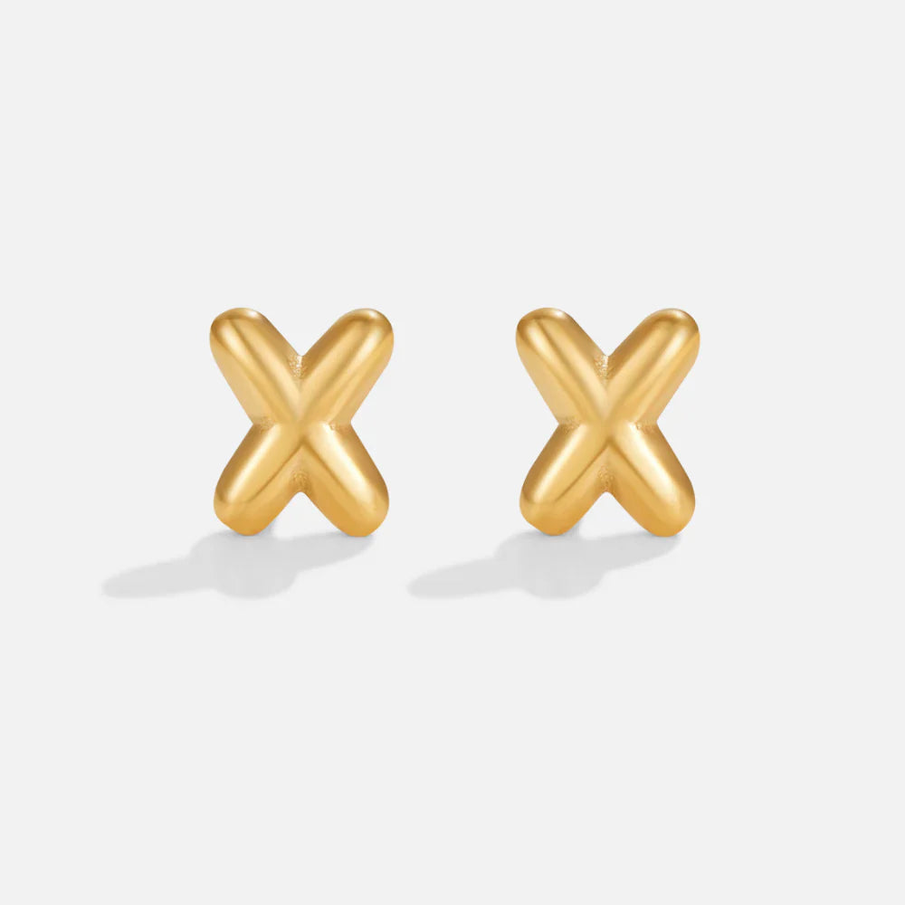 Vioraia Gold Bubble Letter Earrings