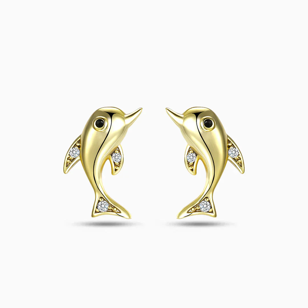 Vioraia Golden Dolphin Earrings