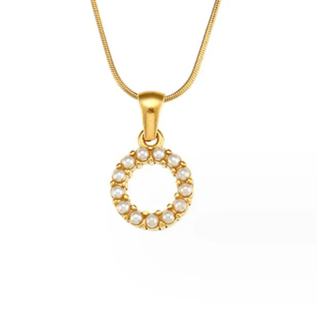 Vioraia Letter Pearl Charm Necklace