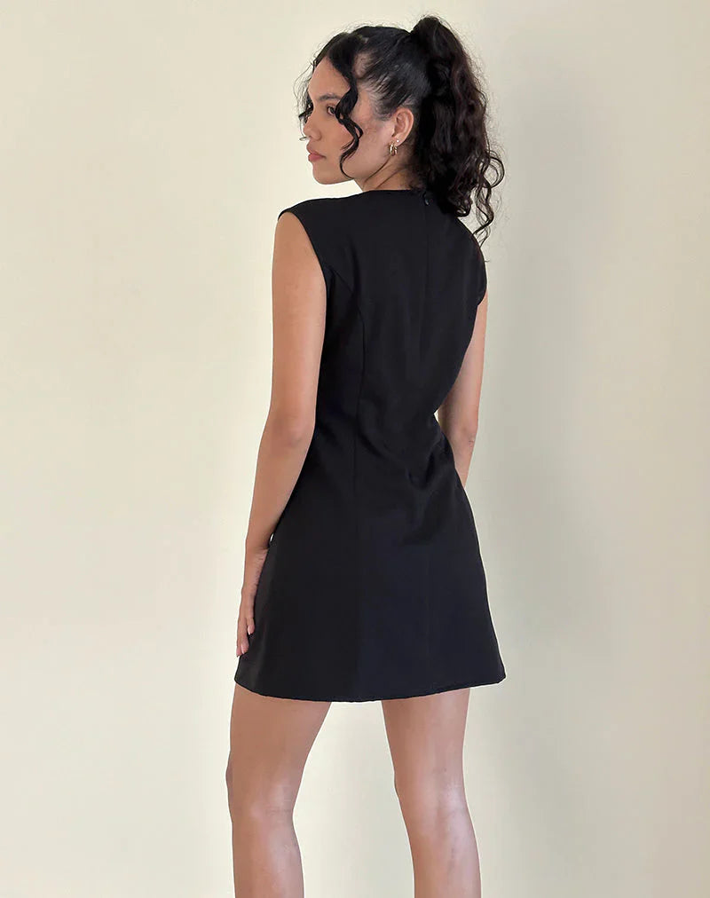 Vadanni Bow Front Mini Dress in Black