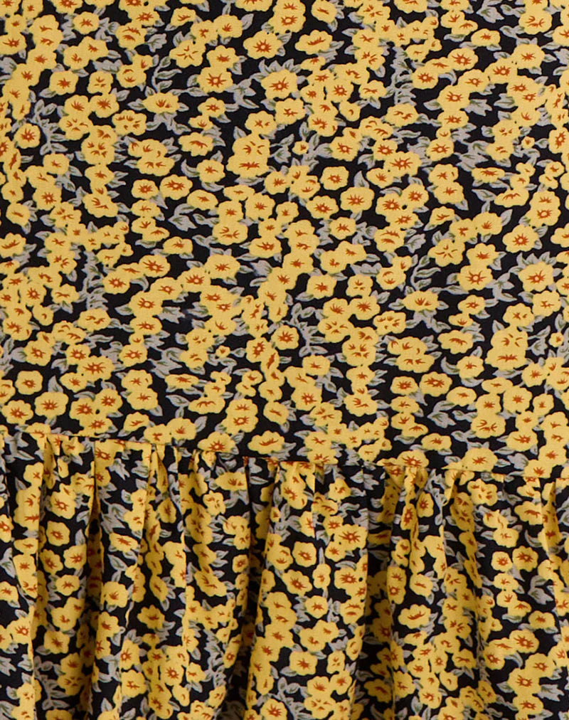 Marige Roundneck Mini Dress in Mini Bloom Yellow