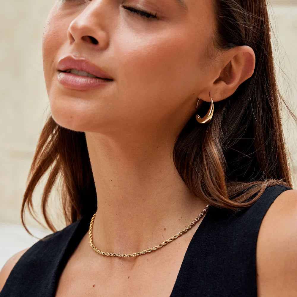 Vioraia Classic Drop Hoop Earrings