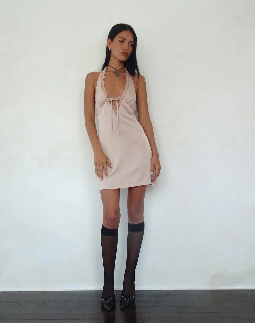 MARUKO MINI DRESS SATIN CHAMPAGNE 5