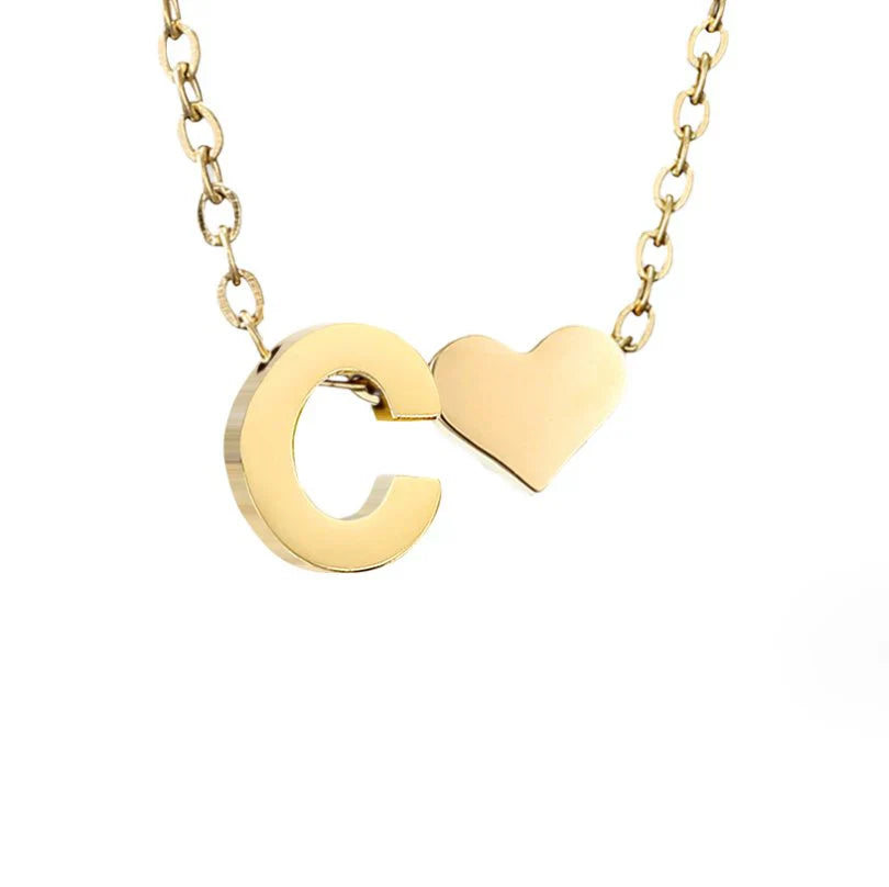 Vioraia Forever Love & Letter Gold Necklace