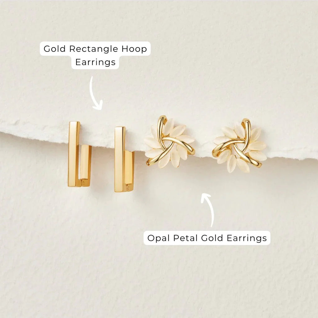 Vioraia Gold Rectangle Hoop Earrings