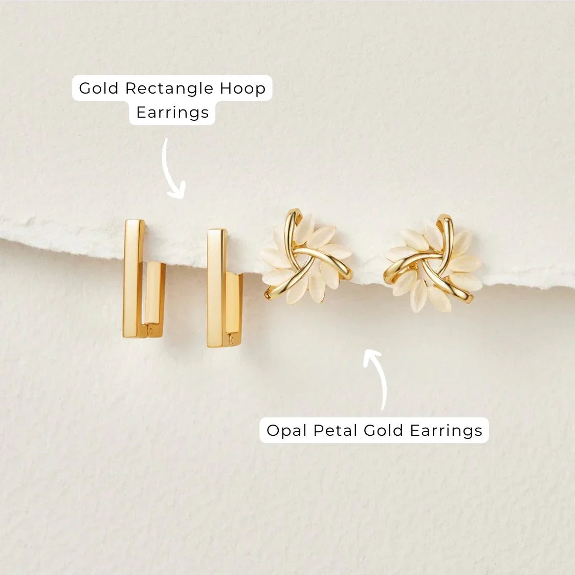 Vioraia Gold Rectangle Hoop Earrings