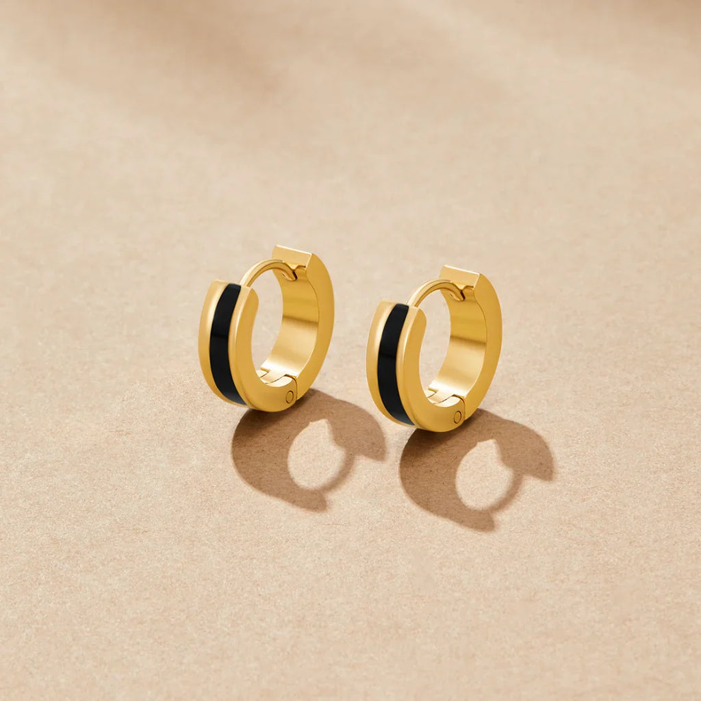 Vioraia Leigh Black Hoop Earrings