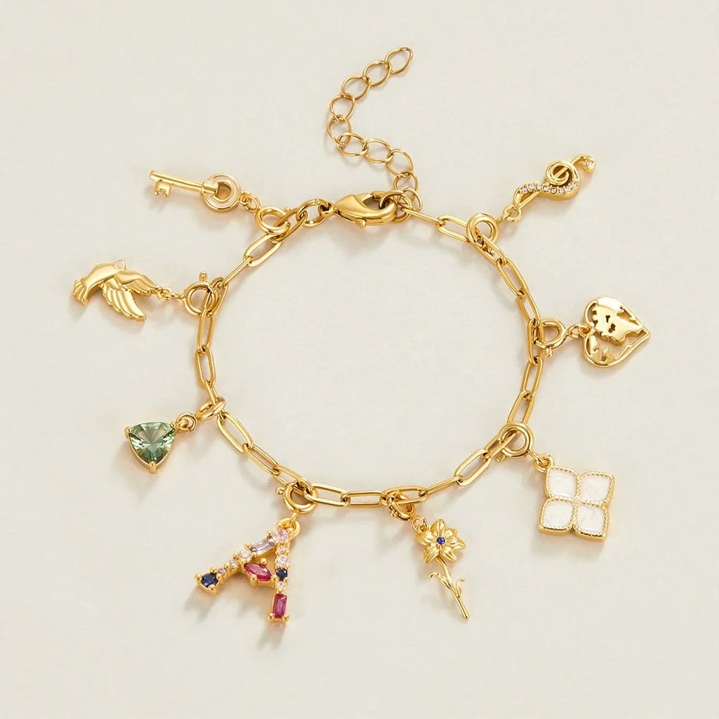 Vioraia 18K Gold Paperclip Charm Bracelet
