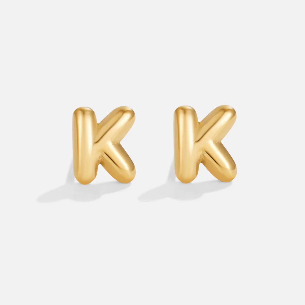 Vioraia Gold Bubble Letter Earrings
