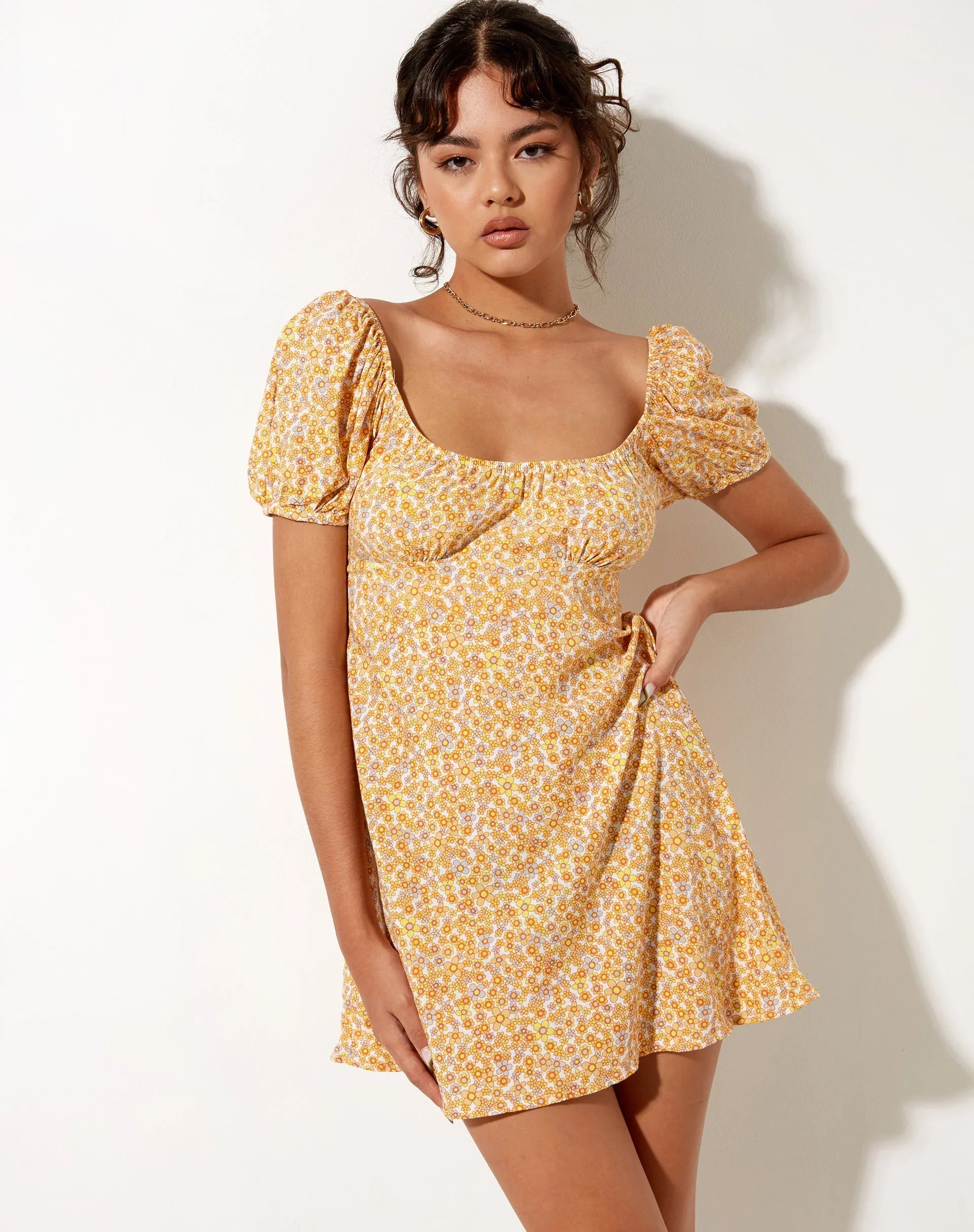 Sasi Mini Dress in Flower Garden Yellow