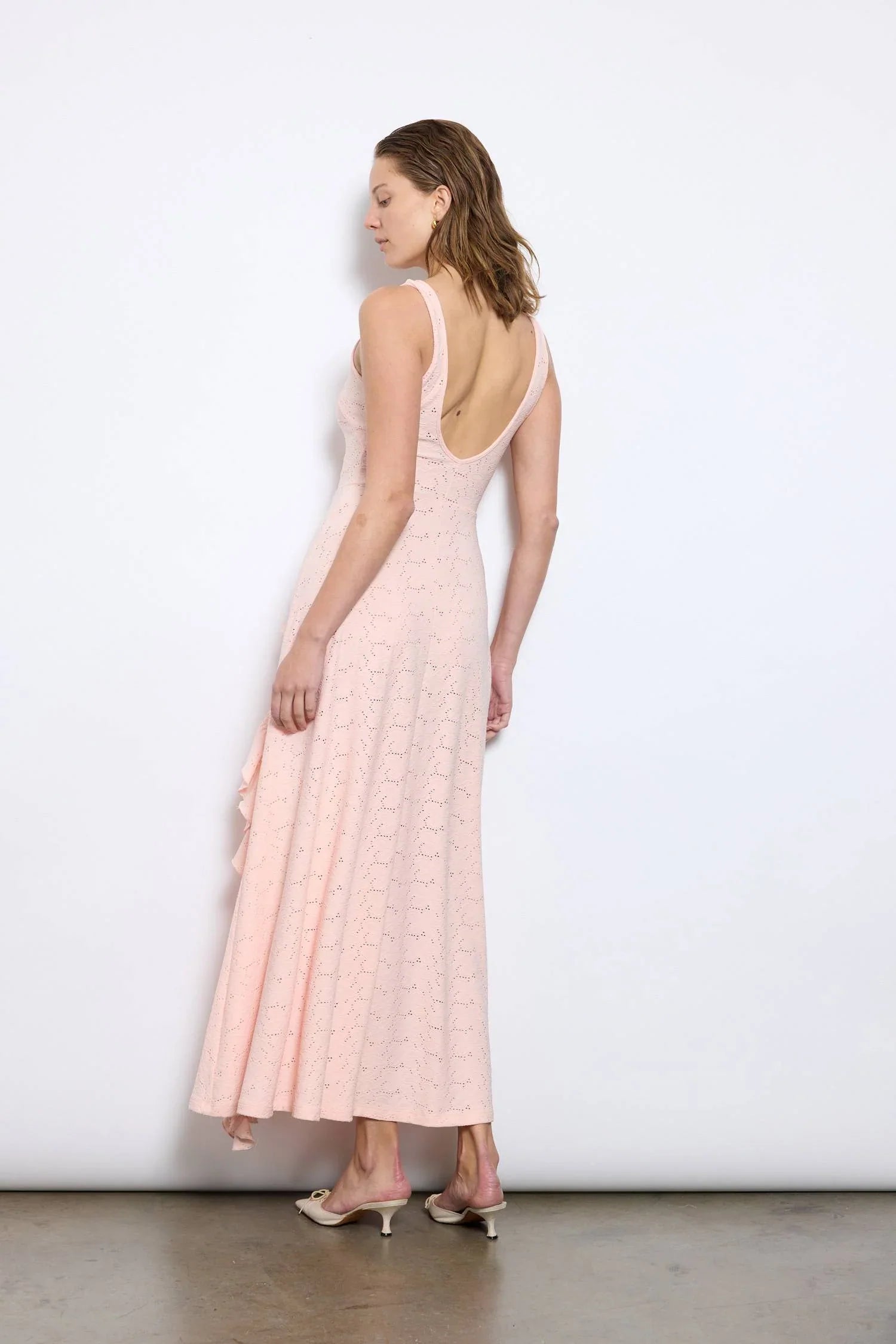 Ruffled Maxi Dress | Coral Pink