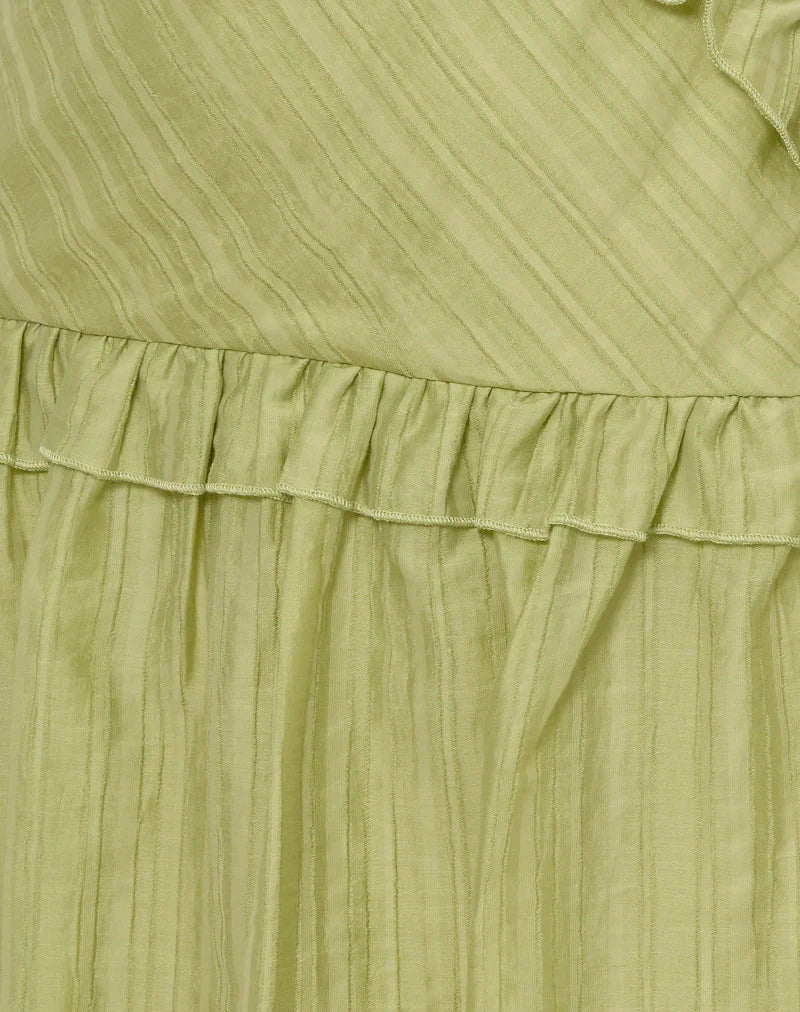 Lorena Mini Dress in Chiffon Stripe Green