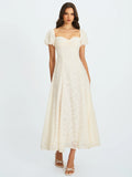 Pandora White Bubble Sleeve Backless Maxi Dress