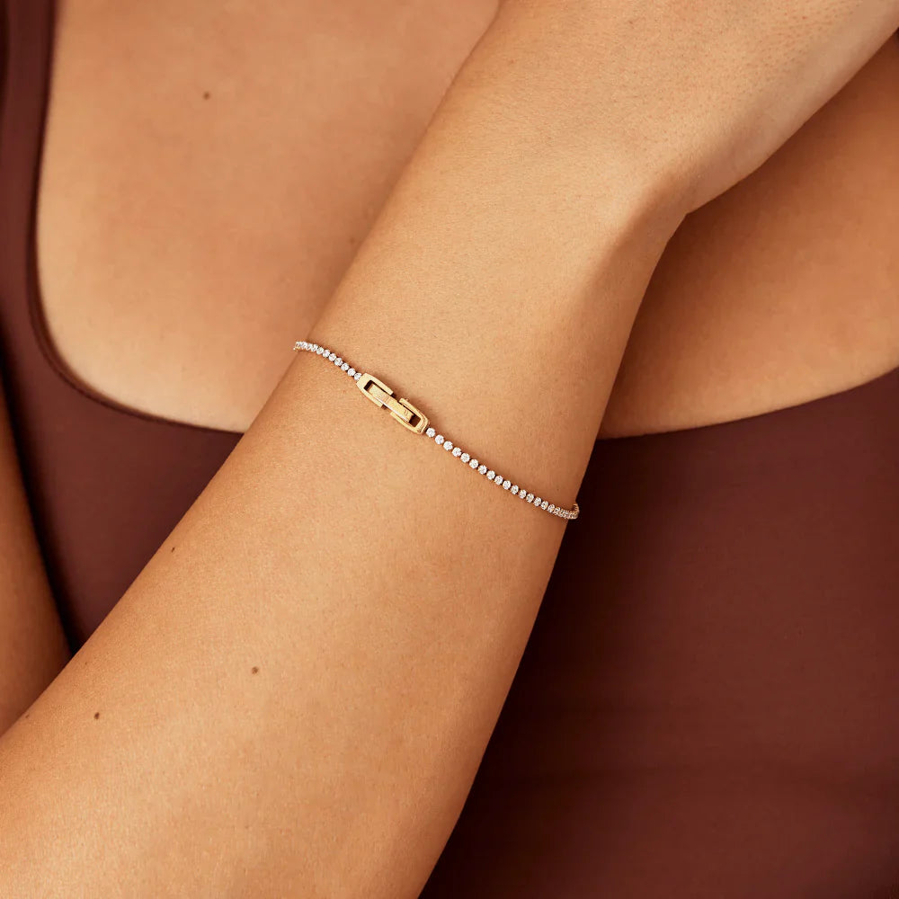 Vioraia Niyah White Crystal Gold Bracelet