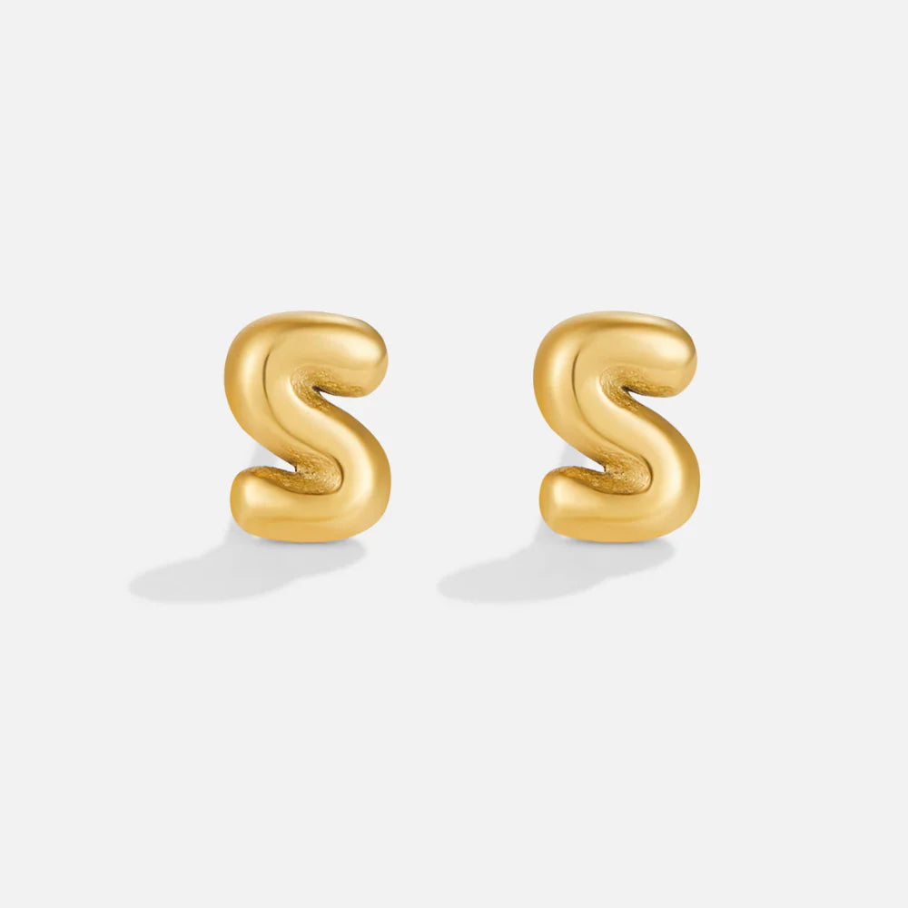 Vioraia Gold Bubble Letter Earrings