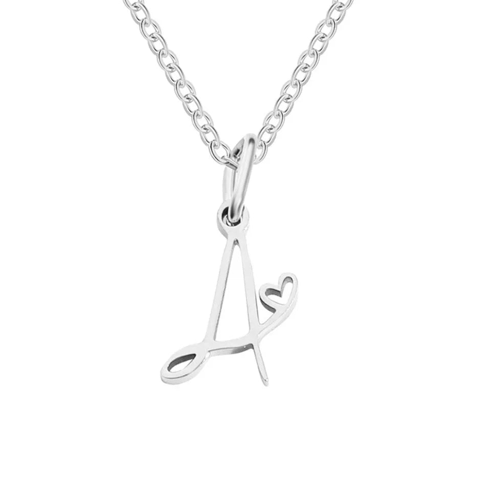 Vioraia Silver Letter Heart Necklace