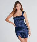 Day-To-Night Satin One-Shoulder Mini Dress