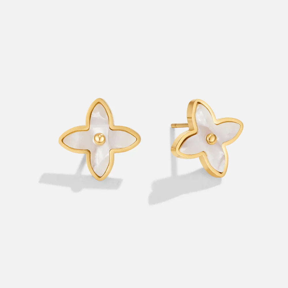 Vioraia White Blossom Petal Earrings